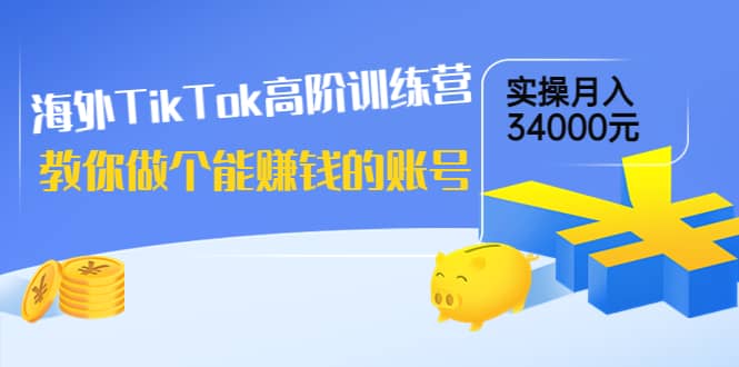 海外TikTok高阶训练营:教你做个能赚钱的账号,实操月入34000元!