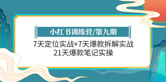 小红书训练营/第九期:7天定位实战 7天爆款拆解实战,21天爆款笔记实操