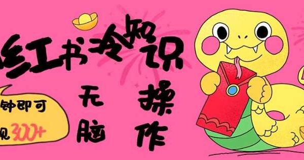 小红书冷知识账号，无脑复制粘贴，5分钟即可变现3张