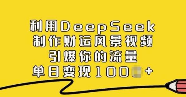 利用DeepSeek制作财运风景视频，引爆你的流量，单日变现多张