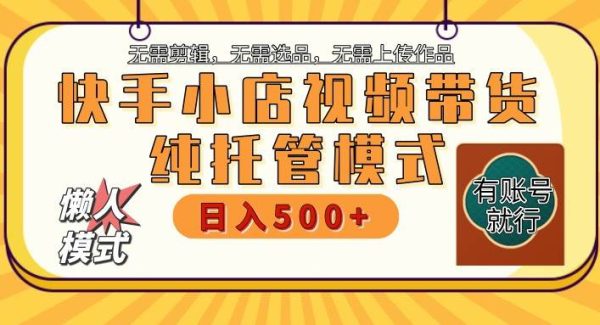 快手小店托管代运营 全程无需操作 二八分成 月入5000+
