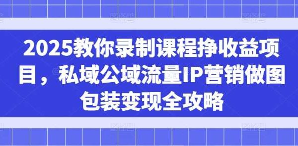 2025教你录制课程挣收益项目，私域公域流量IP营销做图包装变现全攻略