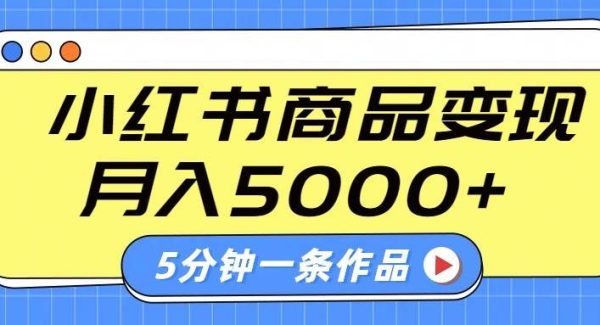 小红书字幕作品玩法，商单变现月入5000+，5分钟一条作品