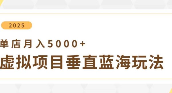 4月虚拟项目垂直玩法，冷门爆品+垂直蓝海，单店月入5000+