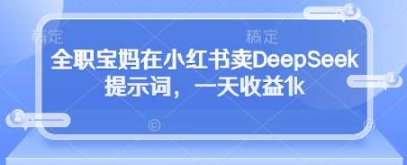 全职宝妈在小红书卖DeepSeek提示词，一天收益1k