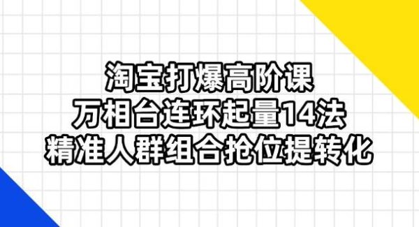 淘宝打爆高阶课：万相台连环起量14法，精准人群组合抢位提转化