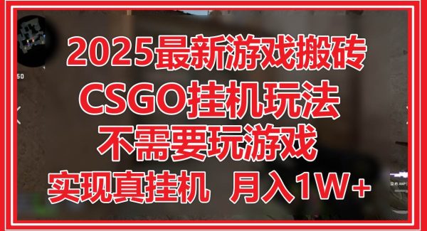 2025最新游戏搬砖，CSGO挂机，不需要玩游戏，实现真挂机，月入1W+