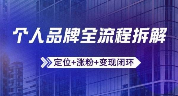 个人品牌全流程拆解：定位+涨粉+变现闭环，微信生态运营与资源整合