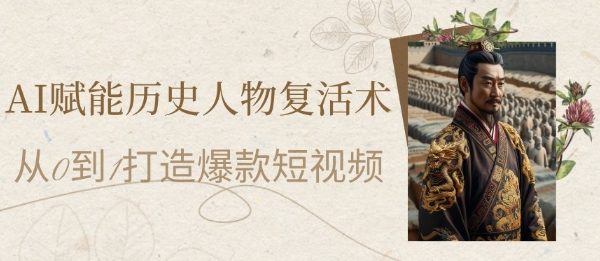 AI赋能历史人物复活术：从0到1打造爆款短视频，7天涨粉10W，小白也能月入过1W