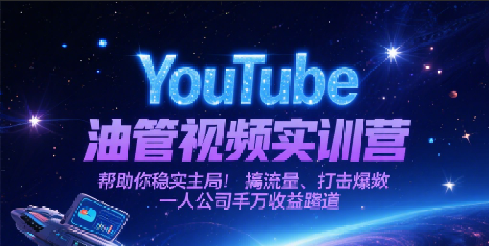 YouTube油管视频实训营，帮助你稳入局、搞流量、打爆款，一人公司千万收益赛道