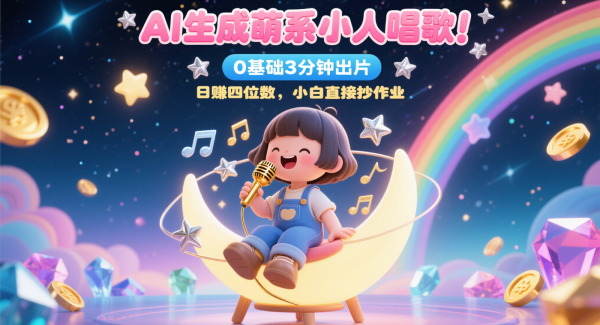 AI生成萌系小人唱歌！0基础3分钟出片，28个作品涨粉9万，日赚四位数，小白直接抄作业