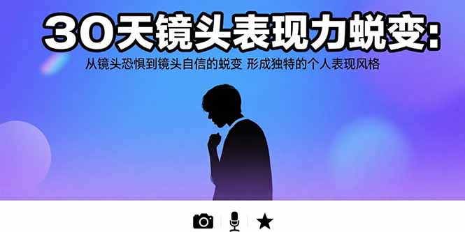 （15522期）30天镜头表现力蜕变：从镜头恐惧到镜头自信的蜕变 形成独特的个人表现风格